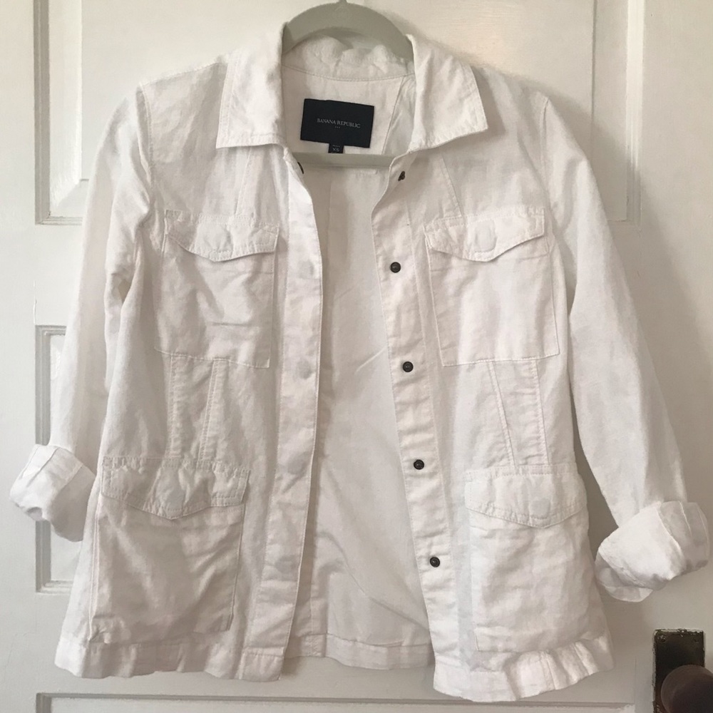 Banana Republic White Utility Jacket with Pockets - Size XSP